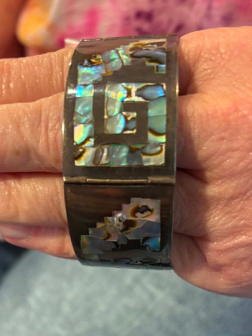 Vintage Taxco Abalone Shell Sterling Bracelet